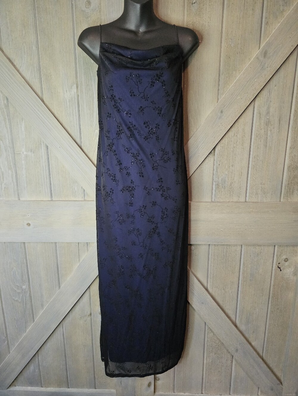 Vintage Fashion Bug Maxi Dress Spaghetti Straps Evening Gown sz Small